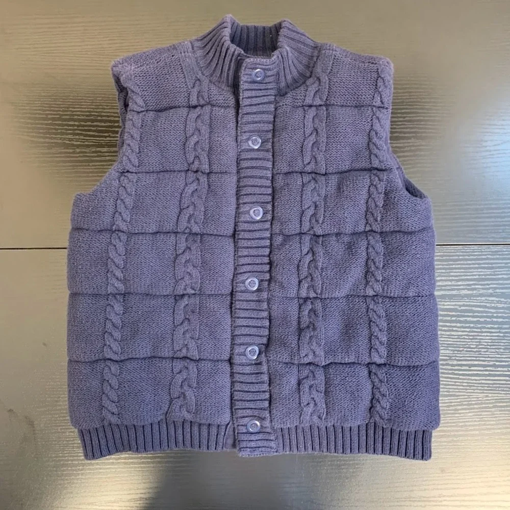 Janie and Jack Navy Blue Cable Knit Puffer Vest‎ Preppy Holiday Boys Youth 5-6